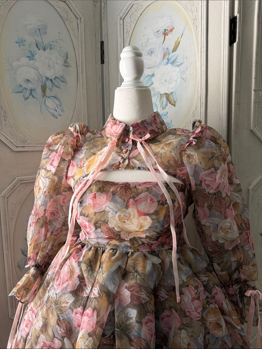 Selkie Jardin De Fleurs 2 piece Shrug Puff Mini Dress - Picture 2 of 7
